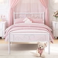 thumbnail image 1 of VECELO Twin Size Bed Frame with Headboard, Metal Platform Bed Frame/Mattress Foundation, No Box Spring Needed, Easy Assembly, White, 1 of 9