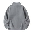 thumbnail image 4 of RYDCOT Men's Full Zip Classic Cardigan Sweaters Stand Collar Slim Fit Lightweight Casual Cable Knitted Sweater for Spring Fall Gray, 4 of 8
