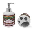 thumbnail image 2 of Ambesonne Ethnic Soap Dispenser & Toothbrush Holder Set, Folkloric Ornaments Boho, 2 Pcs, Pink and Brown, 2 of 6