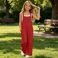 thumbnail image 6 of Dungarees for Kids Girls, Girls Casual Overalls Baggy Wide Leg Pants Jumpsuit Playsuit Red 9-10Years, 6 of 7