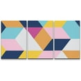 thumbnail image 3 of PixonSign Canvas Print Wall Art Set Pink, Blue, Orange Cubic Illusion Abstract Shapes Illustrations Pop Art Modern 3D Colorful Multicolor Neon for Living Room, Bedroom, Office - 24"x36"x3, 3 of 5