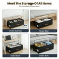 thumbnail image 4 of Under Bed Storage with Wheels 2-Pack, 65L XXL Under the Bed Storage Containers Large, 12" Tall Adjustable Storage for Underbed with Lids, Rolling for Shoes, Clothes, Blankets (Black), 4 of 10