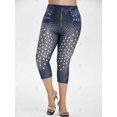 thumbnail image 4 of Más el tamaño del patrón Mallas 3D Alta subida del recortada Jeggings Rosegal Leggings de talla grande, 4 of 5