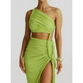 thumbnail image 2 of Women'S Summer Beach Sexy- Asymmetrical High Slit Night Out Dress Sets Green M, 2 of 4