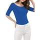 thumbnail image 5 of INSPIRE CHIC Camisetas de Cuello Barco para Mujeres de Manga Corta Ajustadas Suaves T-Shirt XL Azul Real, 5 of 8