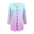 thumbnail image 4 of Women's Mid-Length Gradient Color Cardigan, Open Front Button Down Knit Sweater, Lightweight Longline Cover Up, Casual Duster Coat, Tunic Length Layering Piece Pink S, 4 of 6