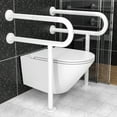 thumbnail image 7 of White Toilet Support Rail 23.4x 28 Inch, ZUEXT Anti-Slip Floor To Wall Handicap Grab Bar for Bathroom,SUS304 Stainless Steel Knurled Safety handrails with Leg for Elderly Disabled Pregnant-1.25?Tube, 7 of 7
