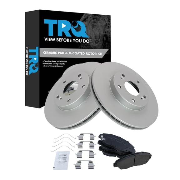 TRQ Front Brake Pad and Rotor Set Ceramic Coated Rotors Fits 2013-2015 Honda Civic