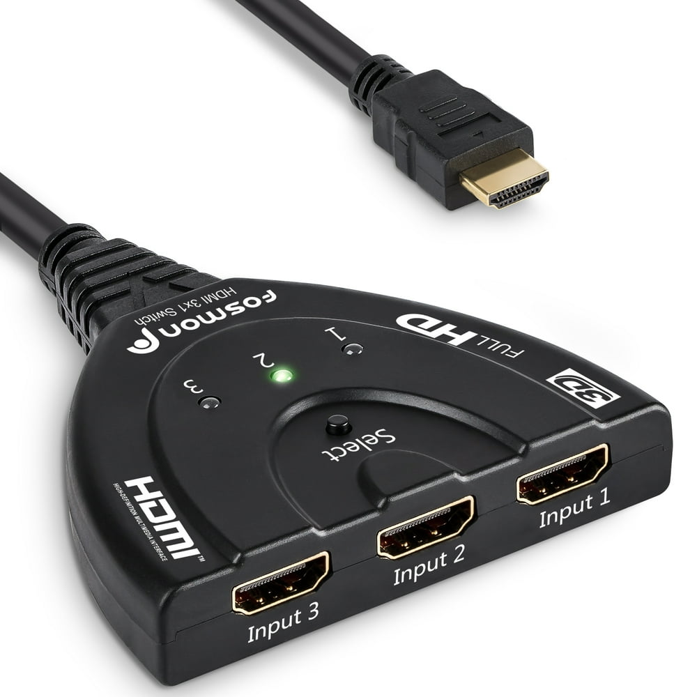 Fosmon 3Port HDMI Switch, 3x1 3In1Out Automatic HDMI Selector