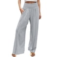 thumbnail image 2 of Baodmurt High Waist Pants for Women Wide-Leg Boyfriend Drawstring , Sweatpants for Holiday, Gray S, 2 of 5