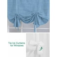 thumbnail image 3 of Blue Burlap Texture Tie Up Curtains for Windows 45 Inch Length Balloon Curtains Kitchen Adjustable Balloon Window Shade Farmhouse Vintage Blue Tie Up Valance Bathroom Curtain Window 42"x45", 3 of 6
