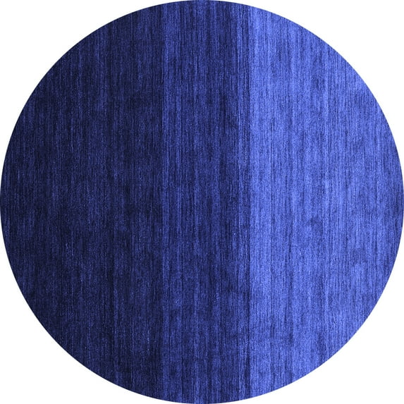 Ahgly Company Indoor Round Abstract Blue Contemporary Area Rugs, 3' Round