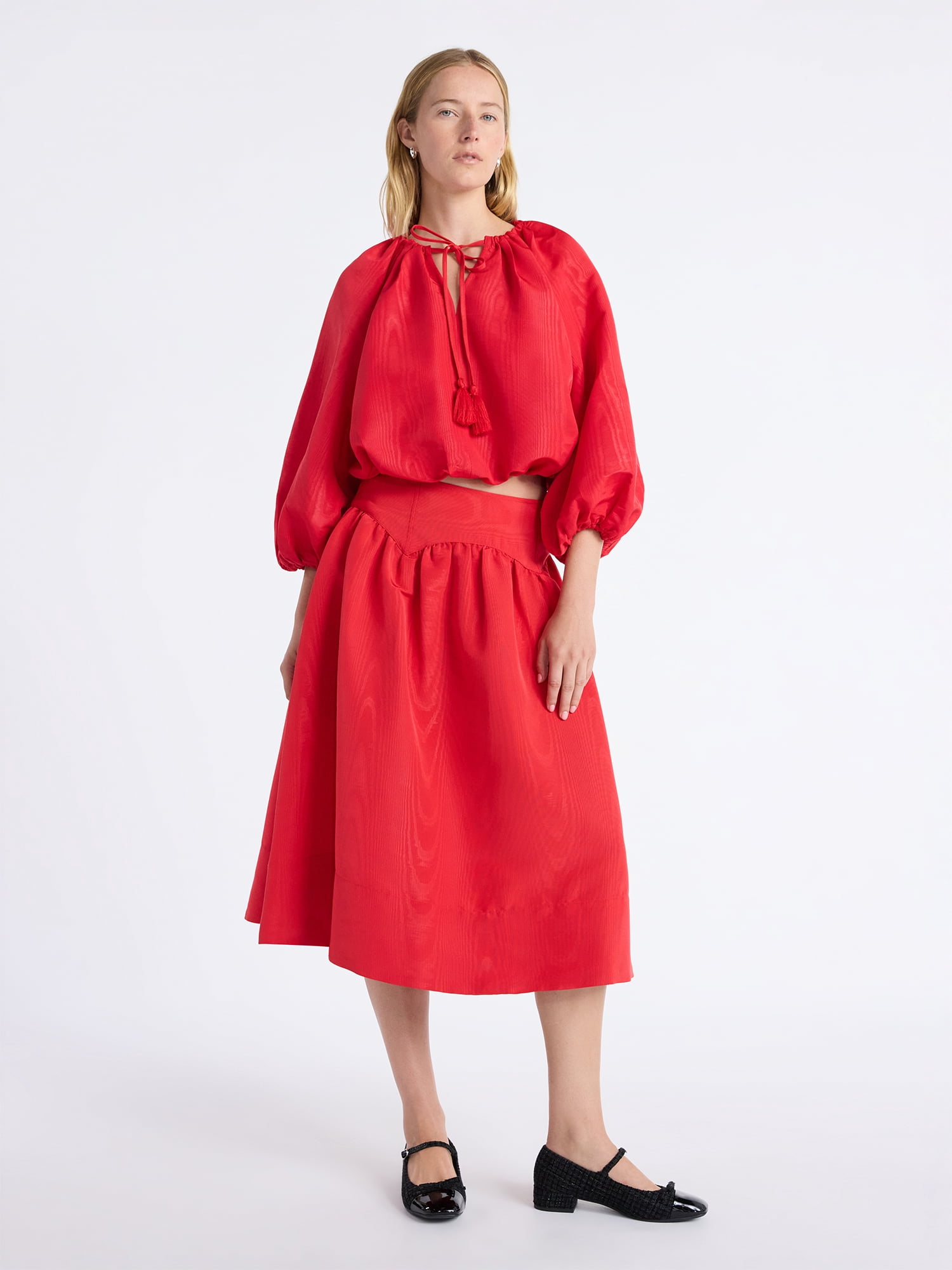 Free Assembly Women's and Women's Plus Bubble Hem Top with ¾-Length Sleeves, Sizes XS-4X