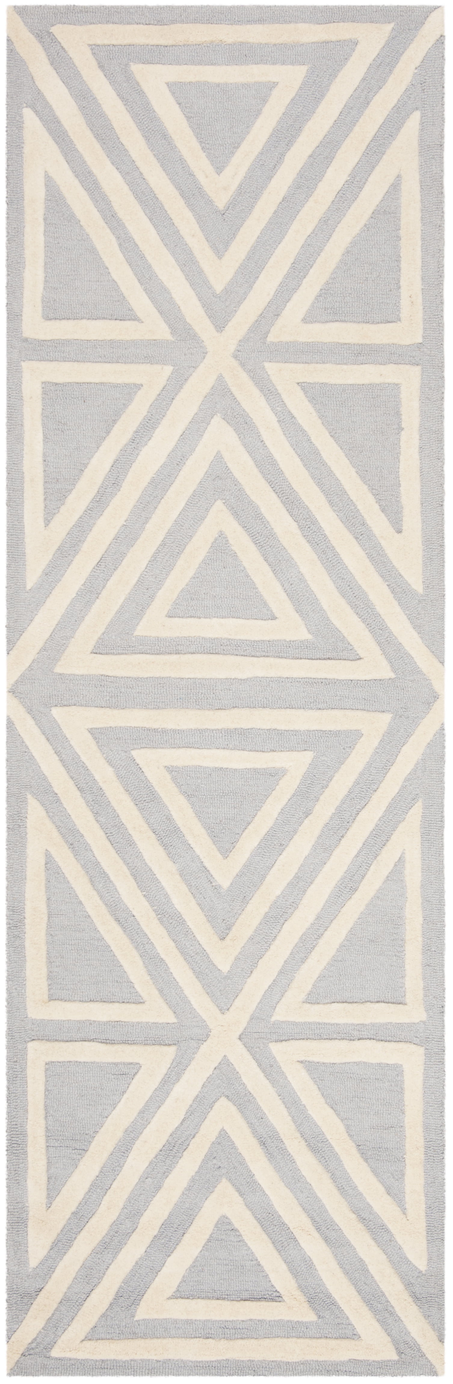 SAFAVIEH Kids Triangle Shapes Wool Runner Rug, Blue/Ivory, 2'6" x 8'
