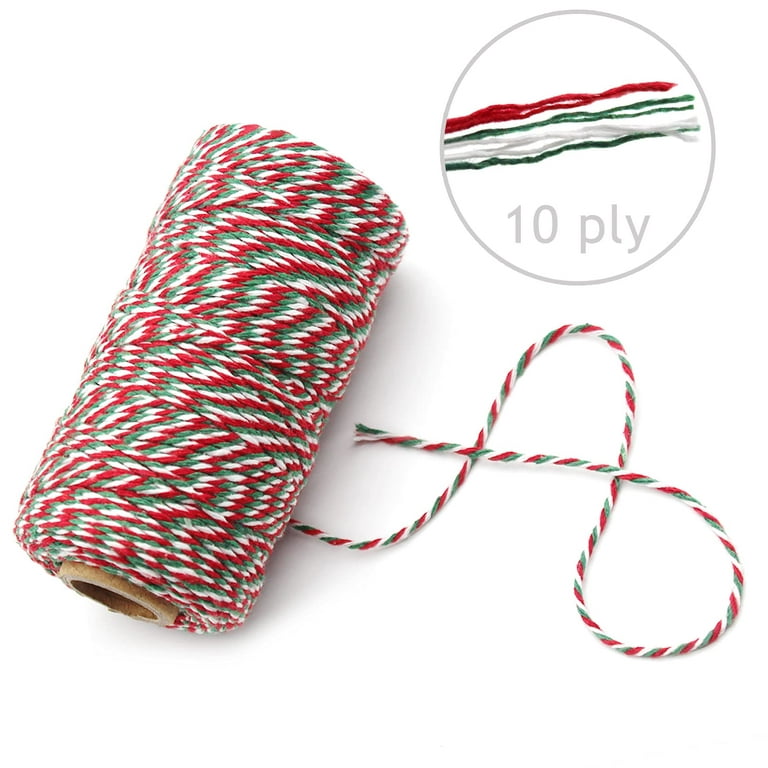 984 Feet Cotton Twine Natural Jute Twine Bakers Twine Wrapping Twine Green Red  White Twine For Christmas Gift Wrapping Butcher Baking Arts And Crafts