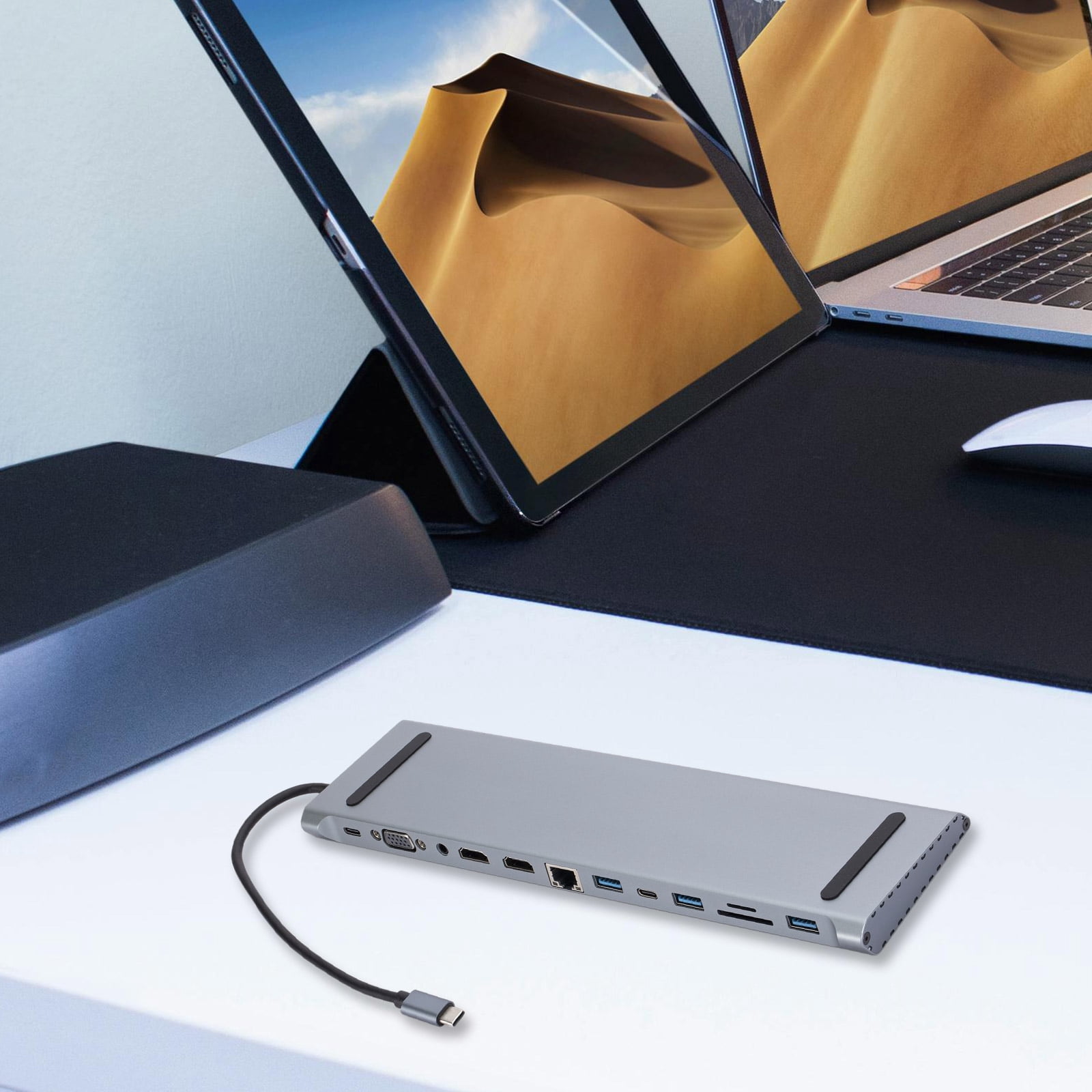 USB C Adapter For Laptop, Type C Dongle With 4K Port, Card Reader Slot, Data Port, 100W Charging, 2xUSB3.0 Port