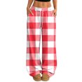thumbnail image 2 of Hearthz Women Pajama Pant Drawstring Wide Leg Plaid Lounge Pants Women Baggy Soft Comfy Lightweight Womens Sleep Pants, 2 of 7