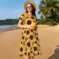 thumbnail image 4 of Easygdp Artistic Zebra Print Sunflower para Vestido Transpirable de Mujer, Vestido Suelto de Manga Corta con Pliegues y Bolsillos para el Verano, 4 of 6