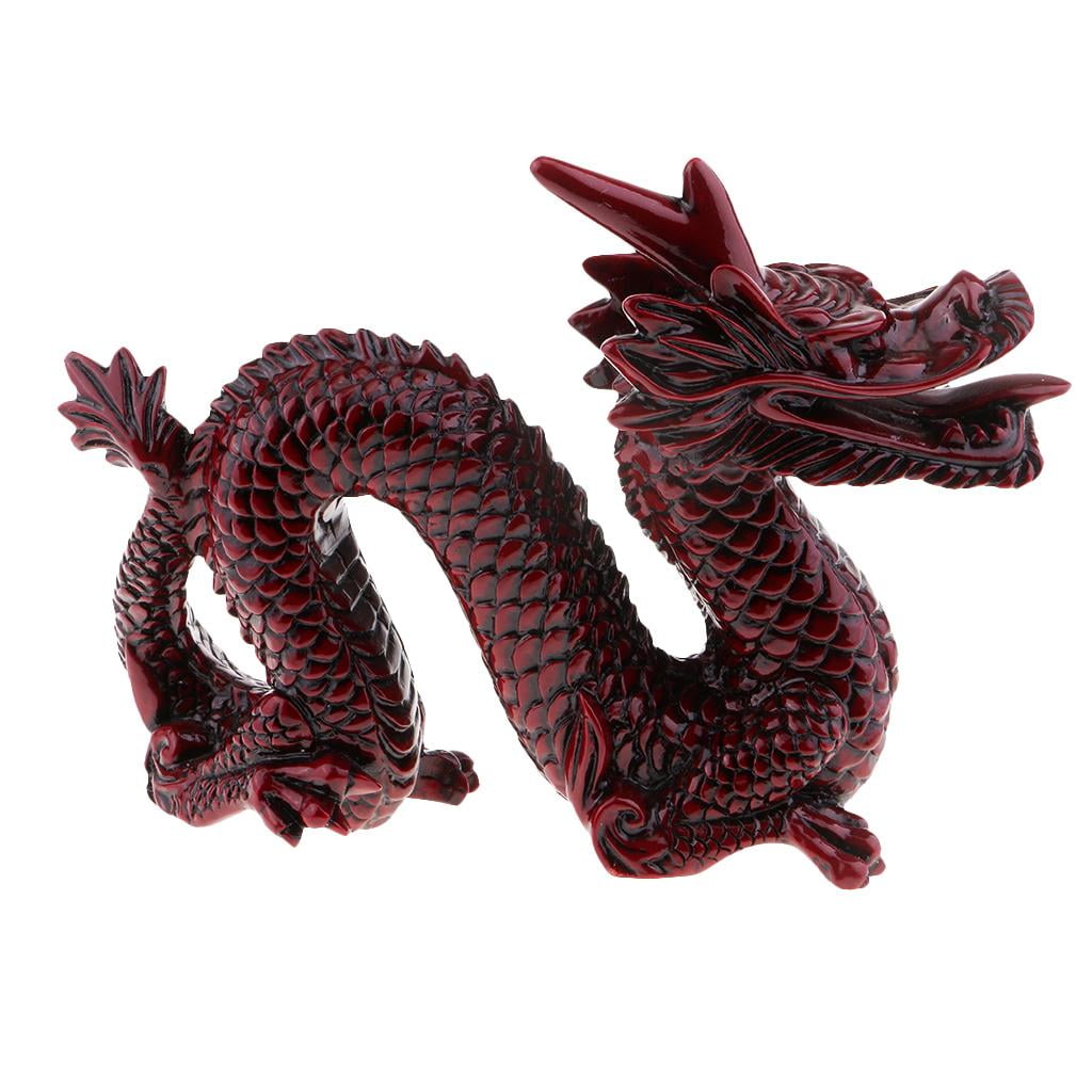 Resin Figure Kit Chinese Dragon Sculpture Model Painted Red Statue Mascots 