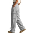 thumbnail image 6 of Elvqul Cargo Pants for Women with Multi Pockets, High Waisted Straight Leg Pants Elastic Waist Button Zip Quick Dry Casual Baggy Relaxed Fit Athletic Pants for Hiking Climbing, 6 of 7