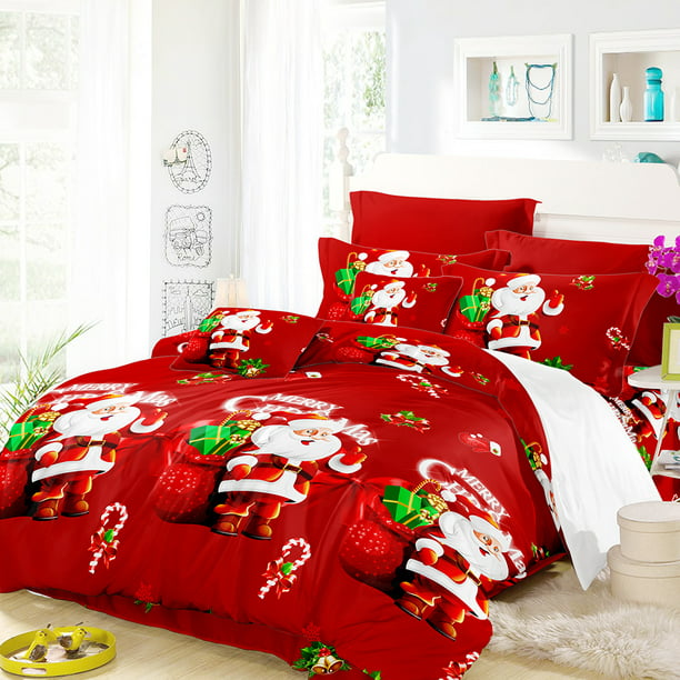 Jessy Home Santa Bedding Set, Duvet Cover Sheet Set