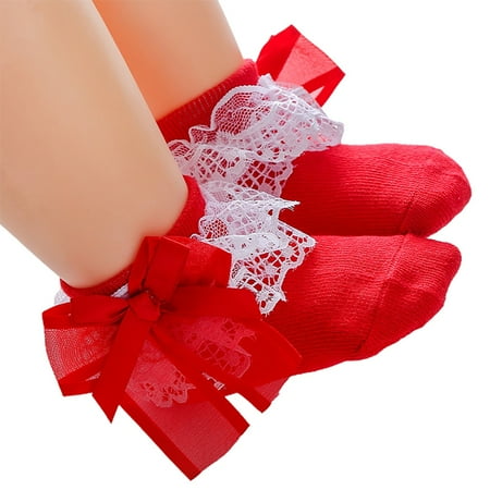 

NLAGER Socks 1 Pair Baby Socks Breathable Thicken High Elasticity Lace Bow Girl Baby Socks for Baby