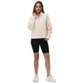 thumbnail image 4 of Pdbokew Women's Waffle-Knit Hoodie Top with 1/2 Zip for Casual Wear Autumn Sweatshirt Beige L, 4 of 9
