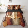 thumbnail image 2 of Manfei Retro Oil Painting Bedding Comforter Set 7 Pieces, Abstract Watercolor Art Queen Bedding Sets, Brown Beige Ombre Queen Sheet Sets, Lightweight Room Decor, 2 of 8