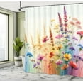 thumbnail image 2 of Ambesonne Floral Shower Curtain, Delicate Branches on Colors, 69"Wx70"L, Mustard Blue and Purple, 2 of 4