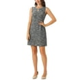 thumbnail image 2 of INSPIRE CHIC Women's Tweed Dress Keyhole A-Line Sleeveless Casual Work Dresses M Black, 2 of 6