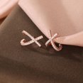 thumbnail image 4 of Solid 925 Sterling Silver CZ Cuff Piercing Stud Earrings Wraps for Women Teens X Criss Cross Cuff Earrings Huggie Hoops, 4 of 13