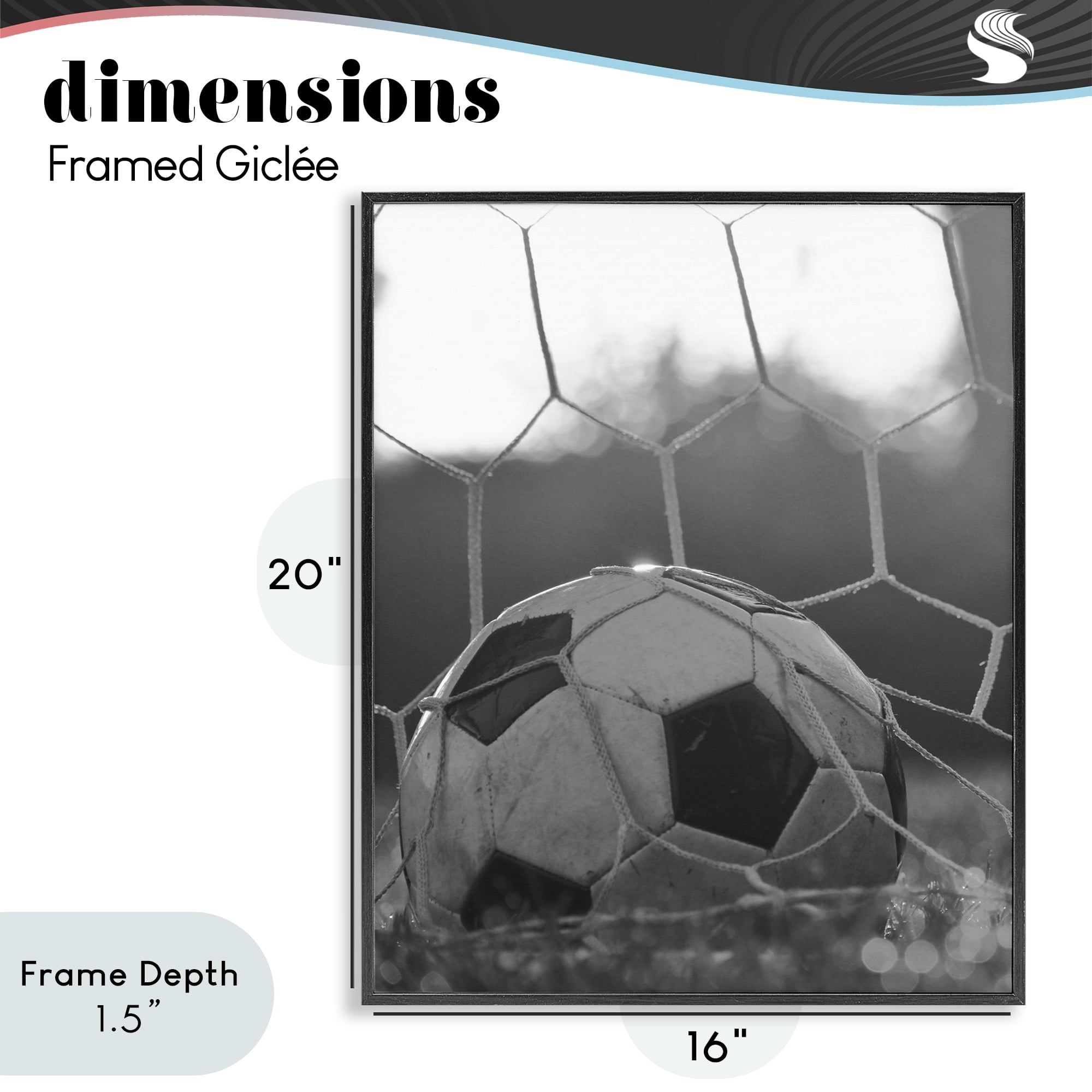 Stupell Industries Soccer Goal Score Black Framed Giclee Art, design by Marcus Prime