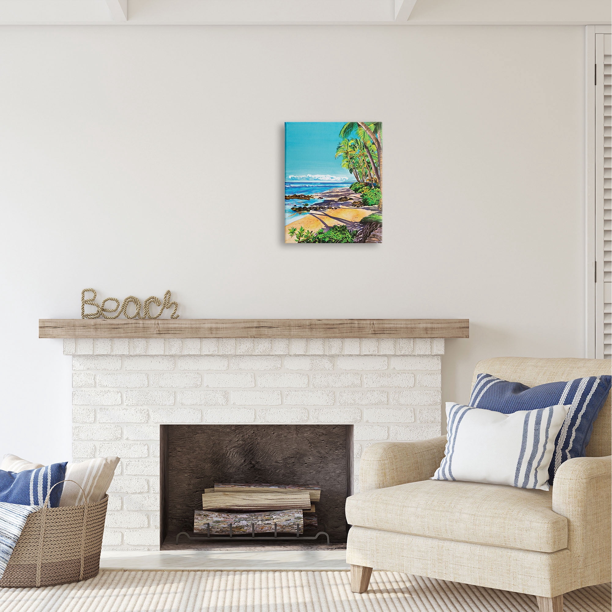 Stupell Industries Tropical Shore Landscape Nature Painting Gallery Wrapped Canvas Print Wall Art, 16 x 20