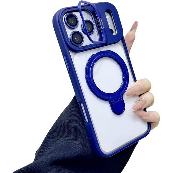Skin Touch Feel Camera Bracket Ring Holder Magnetic Phone Case for iPhone, Compatible with (Blue,iPhone 13)