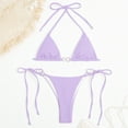 thumbnail image 4 of Neinkie Women Two Piece Heart Ring Linked Bikini Set Lace Up Tie Halter Swimsuit, 4 of 7