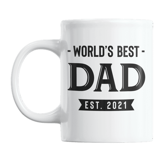 World's Best Dad Est. 2021 Coffee & Tea Gift Mug for a Father, Daddy, or Papa (11oz)