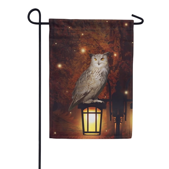America Forever Halloween Owl Garden Flag Double Sided Vertical 12.5 x 18 inches Happy Halloween Holiday Decoration for Outdoor Porch Yard Halloween Garden Flag with Lights