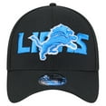 thumbnail image 2 of Men's New Era Black Detroit Lions Overlap Logo 39THIRTY Stretch Fit Hat, 2 of 5
