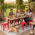 thumbnail image 2 of 18 Inch Industrial Metal Bar Stools Set of 4, Stackable Classroom Stools, Backless Short Dining Chairs for Indoor Outdoor, Kitchen Restaurant (Red), 2 of 9