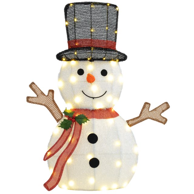 Outsunny Light Up Snowman Christmas Decoration with 56 LED Lights White