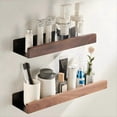 thumbnail image 2 of Black Walnut Wood Bathroom Storage Wall Mounted Storage Rack, 30cm, 2 of 5