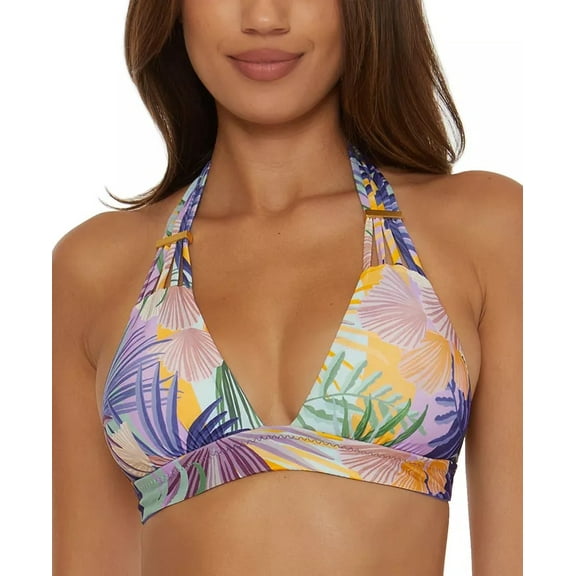 Becca MULTI Under The Sea Allie Triangle Halter Bikini Swim Top, US D-Cup