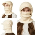 thumbnail image 6 of Women's Knitted Beanie Hat with Face Cover Knitted Hat In Autumn and Winter Fall Winter Warm Knitted Ski Scarf and Mask Set 3 In 1 Winter Hat for Women Ski Mask Upgrade Windproof Thermal Headwear, 6 of 6