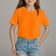 thumbnail image 2 of CAICJ98 Girls Short Sleeve T Shirts Toddler Summer Tops Crewneck T Shirts for Girls Orange,2-3 Years, 2 of 4