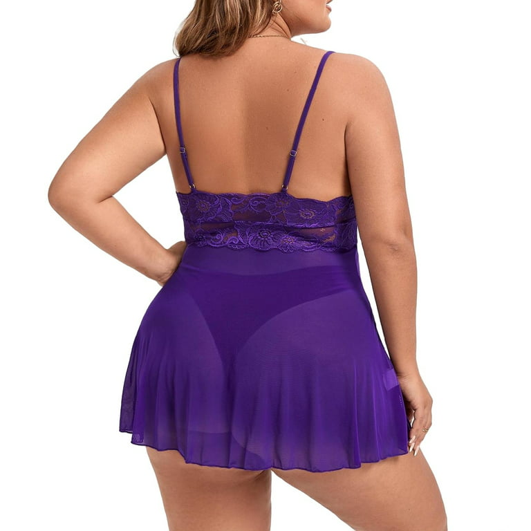 Babydolls Violet Purple Plus Size Sexy Lingerie (Women's) 