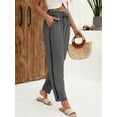 thumbnail image 5 of Women'S Linen Pants with Drawstring Petite Summer Beachwear Elastic Waist Pants, 5 of 9