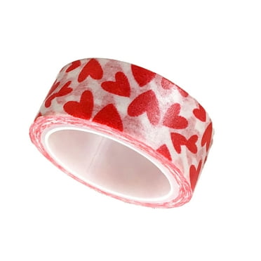 5 Rolls Red Love Pattern Tape DIY Decorative Paper Craft Tape Adhesive Tape for Valentine's Day (Red Love Heart)