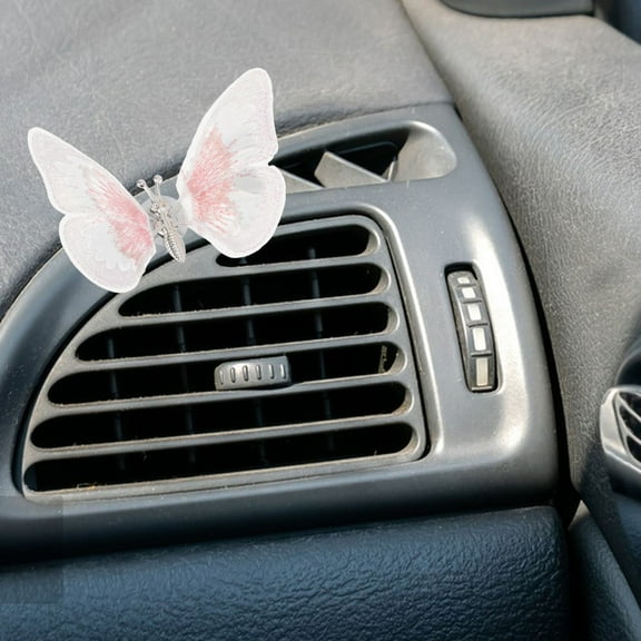 FONDOTIN Car Embroidery Butterfly Decoration Automotive Center Console Decorations Outlet Vent Clip Adhesive Stickers Car Interior Accessories Butterfly Ornament