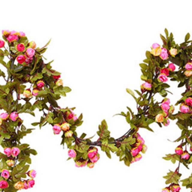 Vid de flores artificiales, guirnalda de follaje de rosas artificiales, decoración de techo suspendido, vid de flores de rosas artificiales, experiencia incomparable Jadeshay A