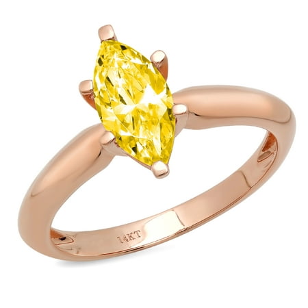 1ct marquise cut yellow simulated diamond 18k rose gold anniversary engagement ring size 3.75
